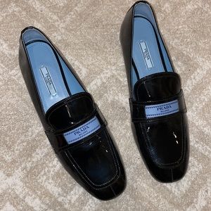 PRADA black loafers patent leather